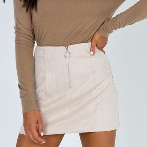 Beige Suede Mini Skirt
